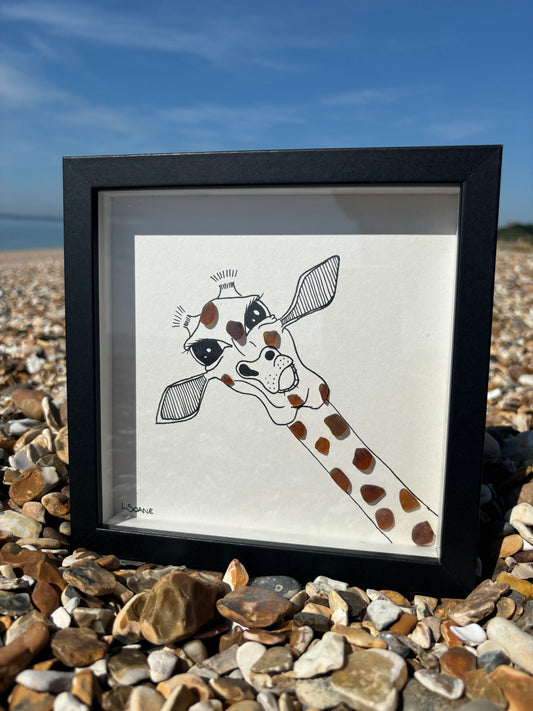 Hand drawn Giraffe with Seaglass