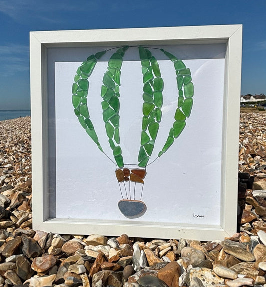 Hot Air Balloon using pottery & Seaglass