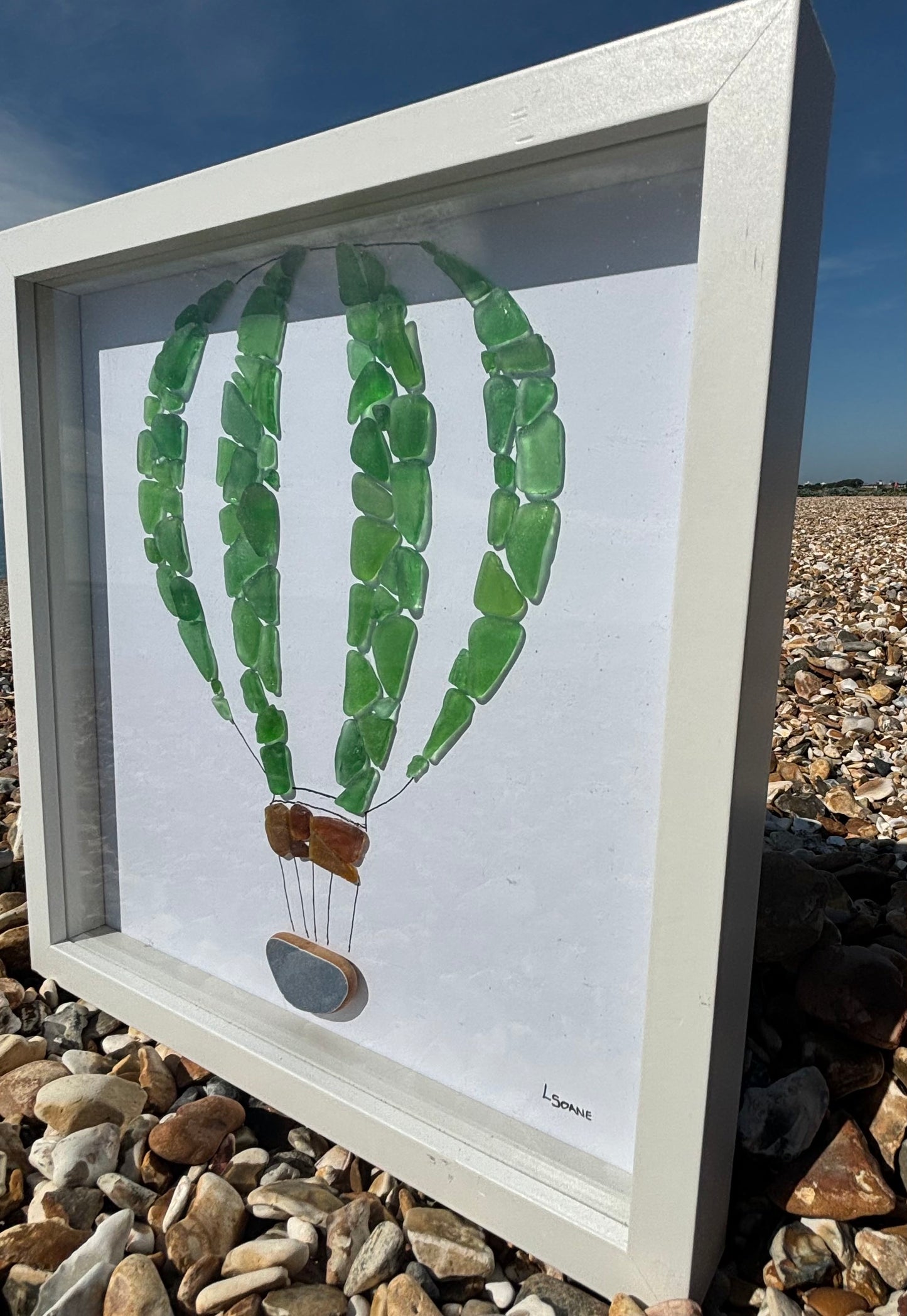 Hot Air Balloon using pottery & Seaglass