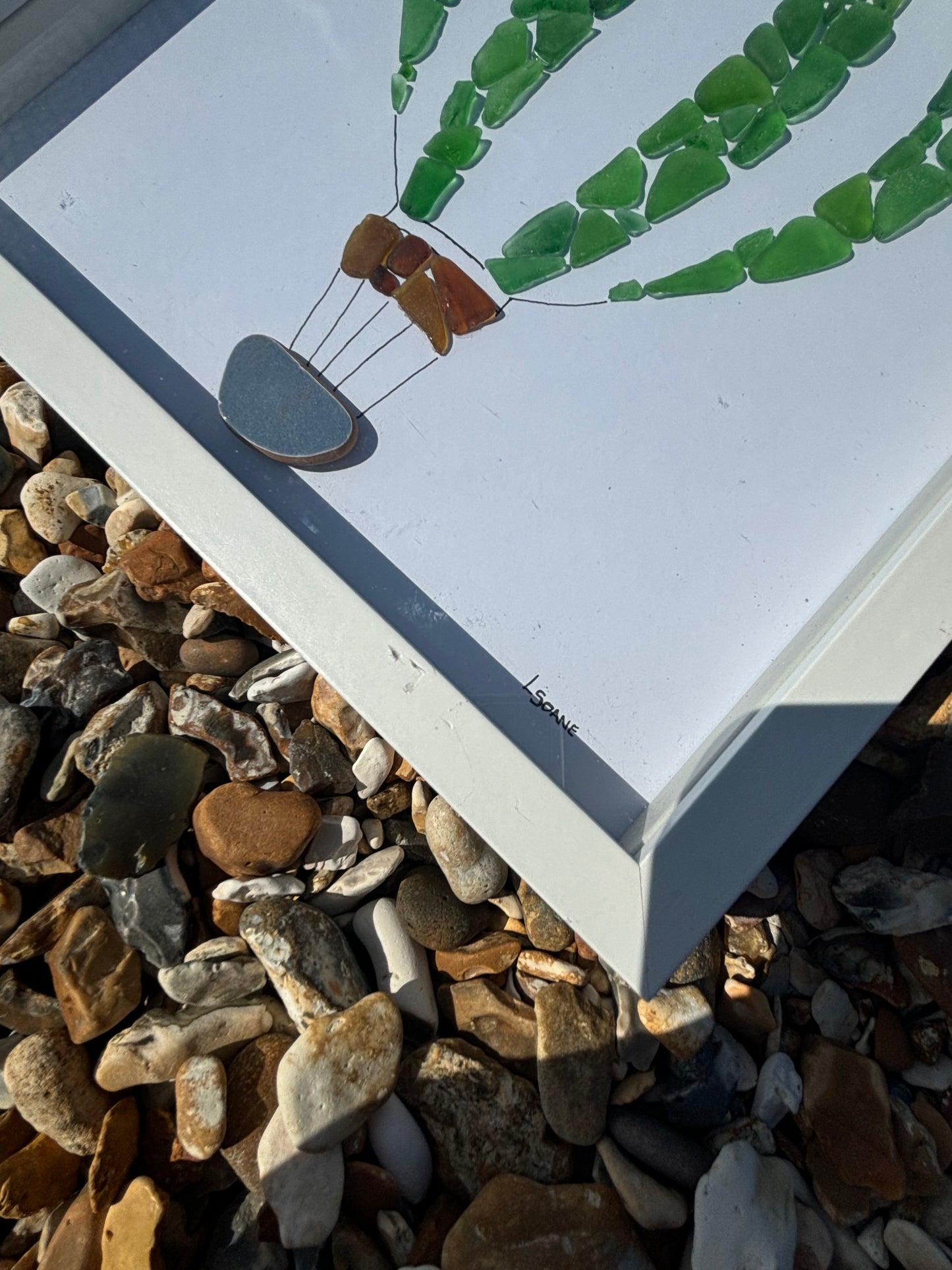 Hot Air Balloon using pottery & Seaglass